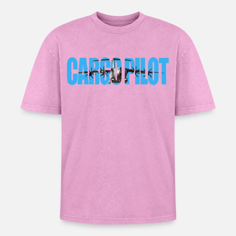 Cargo pilot A-400 - Oversized Unisex Premium Acid-Washed T-Shirt - Pink Acid Wash