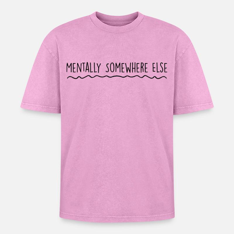 Geistig woanders - Oversized Unisex Premium Acid-Washed T-Shirt - Pink Acid Wash