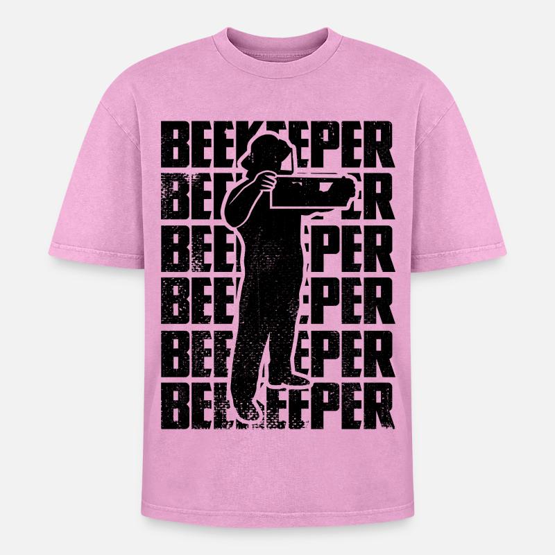 Beekeeper - Oversized Unisex Premium Acid-Washed T-Shirt - acid washed pink