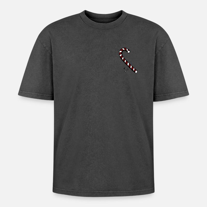 Candy Cane - Oversized Unisex Premium Acid-Washed T-Shirt - undefined