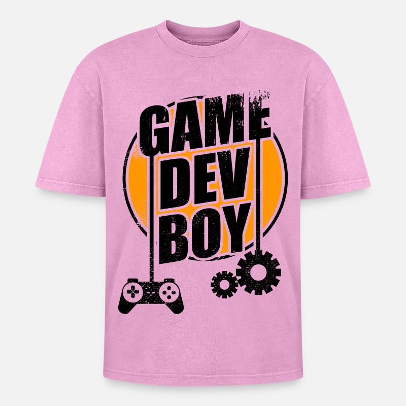 Game Dev Boy - Oversized Unisex Premium Acid-Washed T-Shirt - acid washed pink