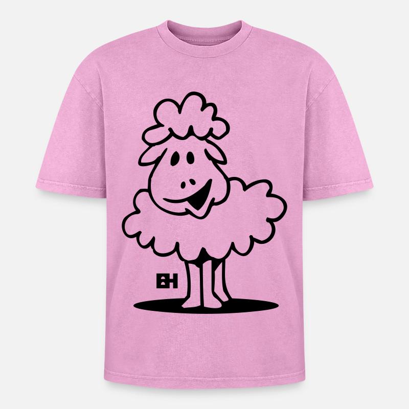 Schaf - Oversized Unisex Premium Acid-Washed T-Shirt - Pink Acid Wash