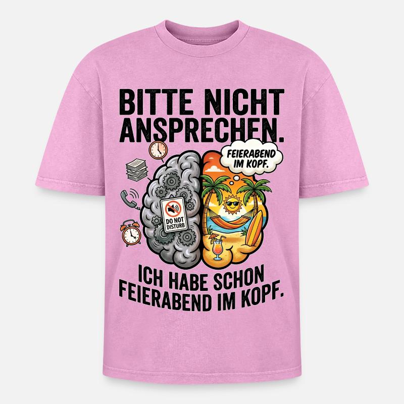 After-work head conflict - Oversized Unisex Premium Acid-Washed T-Shirt - acid washed pink