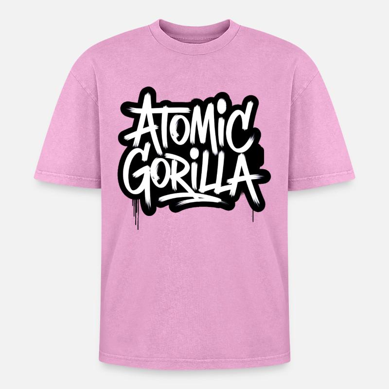 Atomar-Gorilla - Oversized Unisex Premium Acid-Washed T-Shirt - Pink Acid Wash