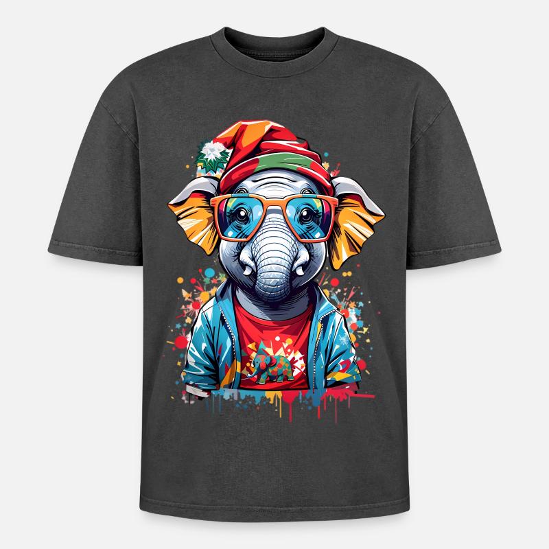 Cool Elephant - Oversized Unisex Premium Acid-Washed T-Shirt - undefined