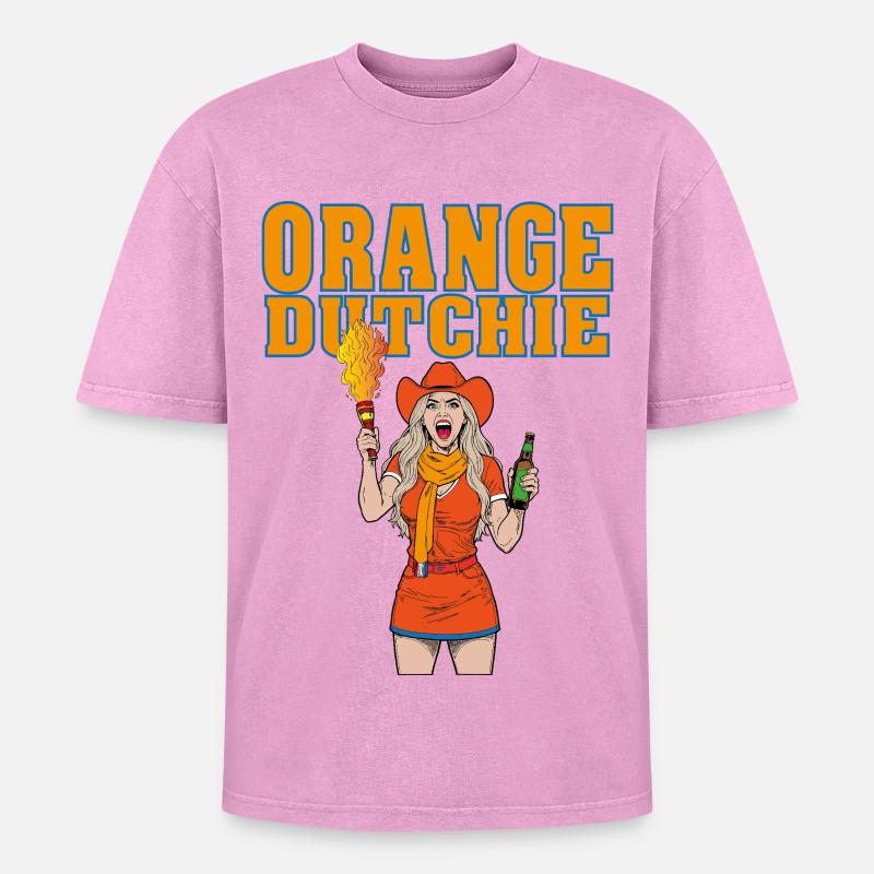 orangedutchie - Oversized Unisex Premium Acid-Washed T-Shirt - Pink Acid Wash