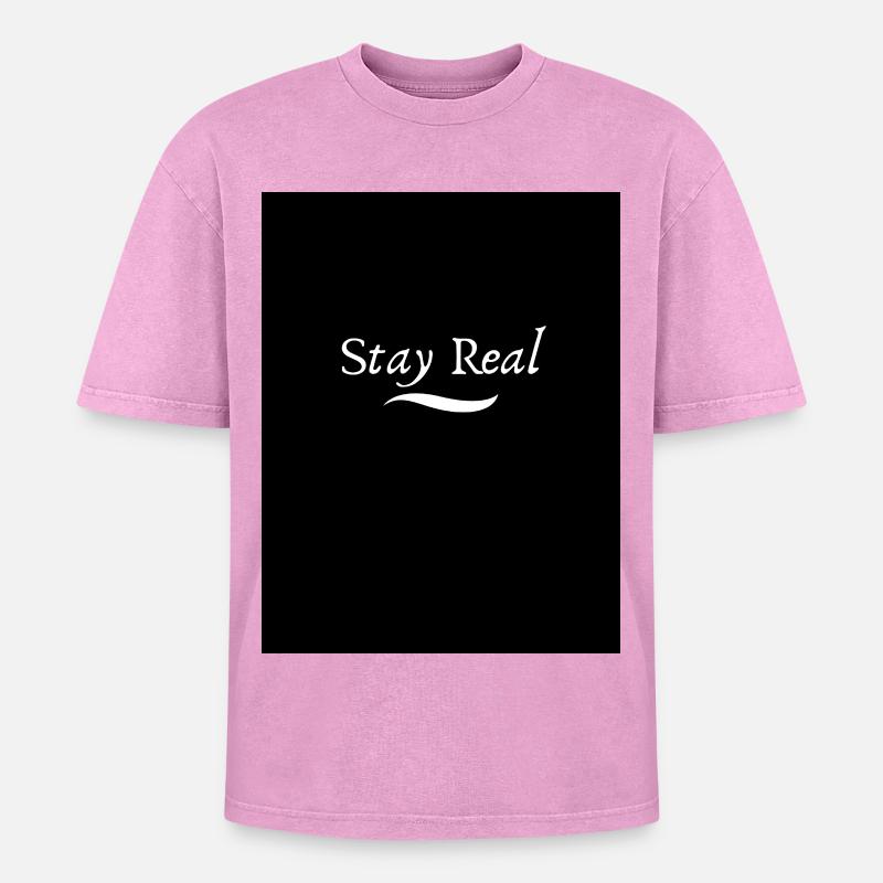Bleib echt Motivationsbotschaft - Oversized Unisex Premium Acid-Washed T-Shirt - Pink Acid Wash