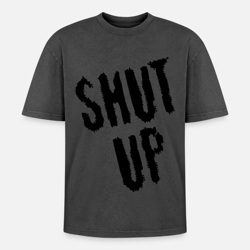 Sei still! (schwarz) - Oversized Unisex Premium Acid-Washed T-Shirt - undefined