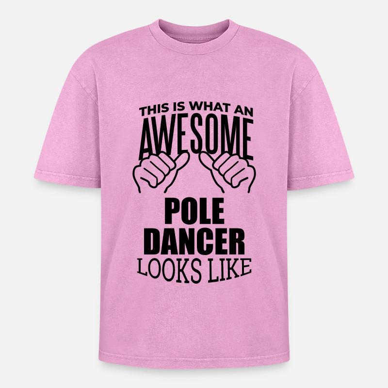 Pole Dancer - Oversized Unisex Premium Acid-Washed T-Shirt - acid washed pink