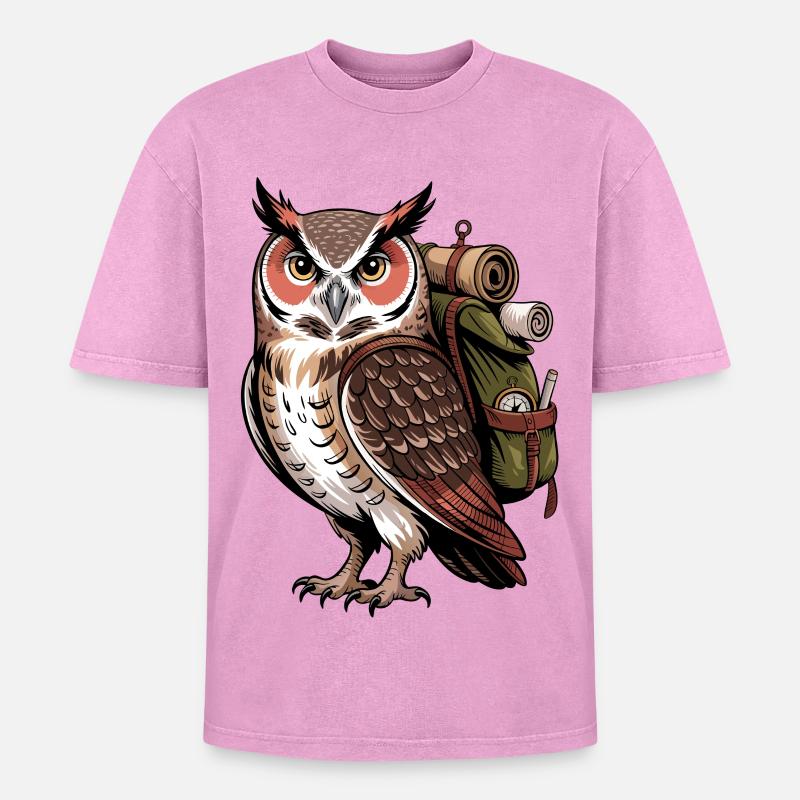 Waldabenteuer Eulenruf - Oversized Unisex Premium Acid-Washed T-Shirt - Pink Acid Wash