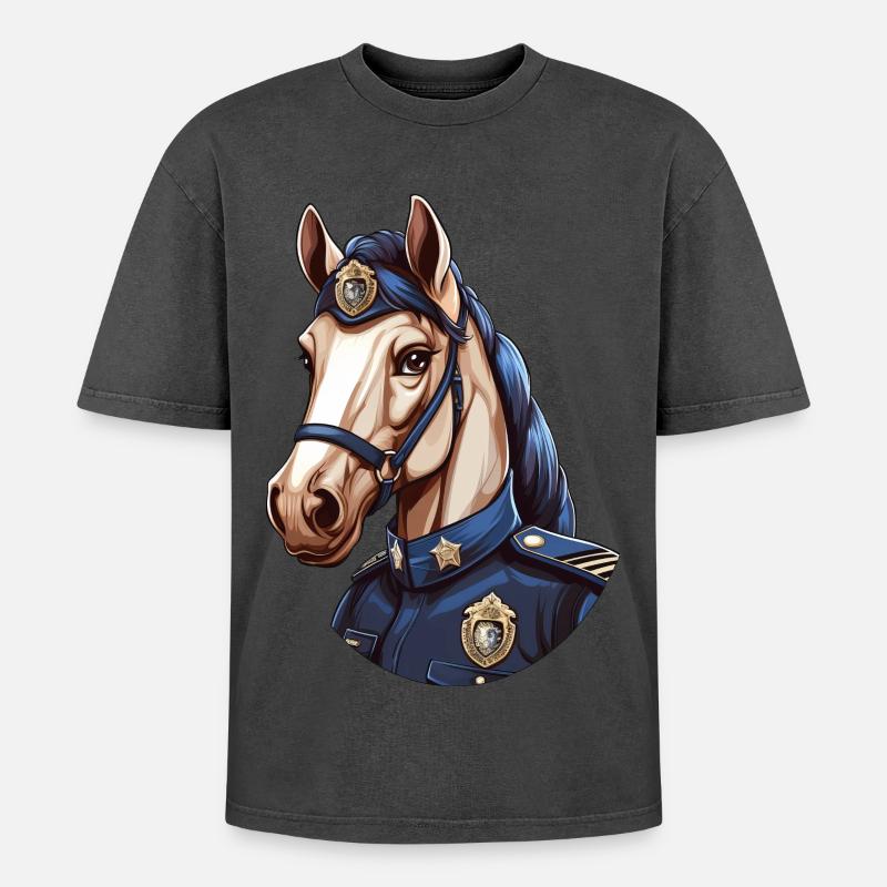 Polizei Pferd - Oversized Unisex Premium Acid-Washed T-Shirt - undefined