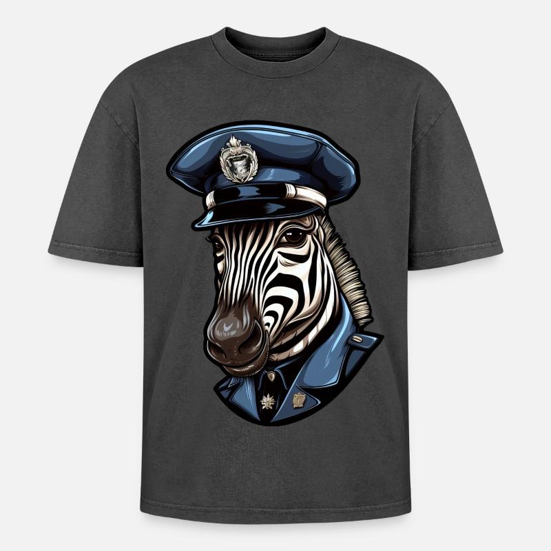 Zebra Polizei - Oversized Unisex Premium Acid-Washed T-Shirt - undefined