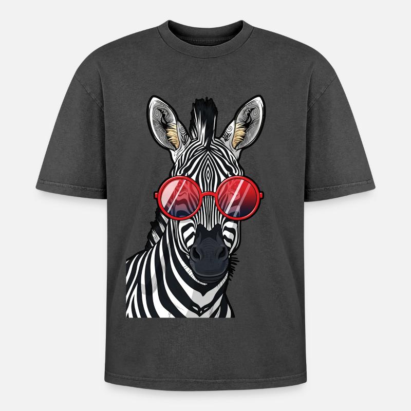 Hip Zebra mit Sonnenbrille - Oversized Unisex Premium Acid-Washed T-Shirt - undefined