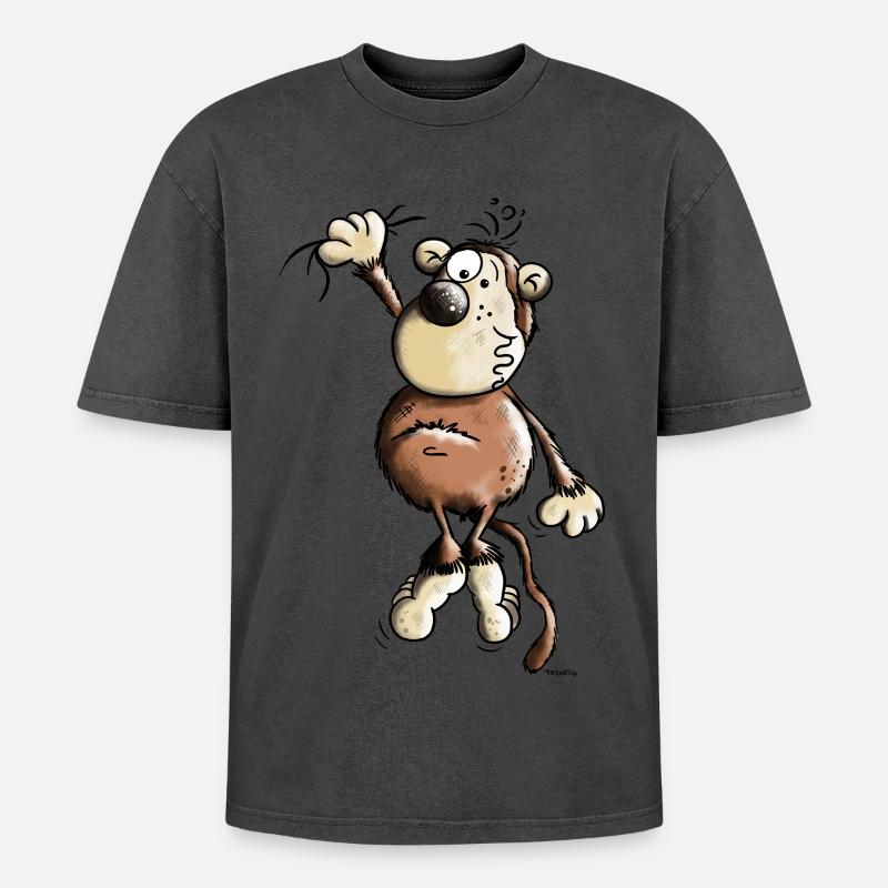 Abenteuerlustiger Affe - Oversized Unisex Premium Acid-Washed T-Shirt - undefined