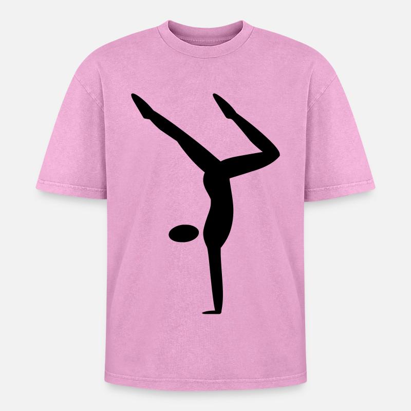 Handstand - Oversized Unisex Premium Acid-Washed T-Shirt - acid washed pink