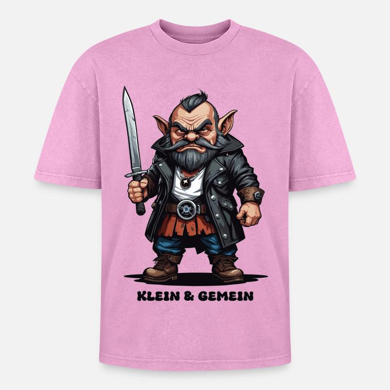 Little Evil Dwarf - Oversized Unisex Premium Acid-Washed T-Shirt - acid washed pink