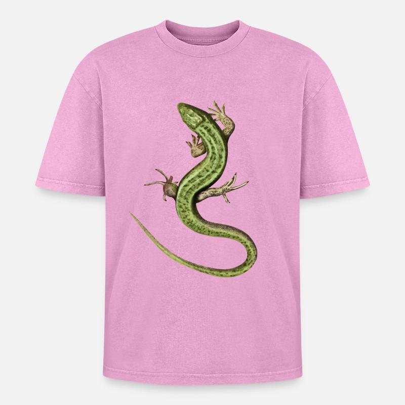 Lizard - Oversized Unisex Premium Acid-Washed T-Shirt - acid washed pink