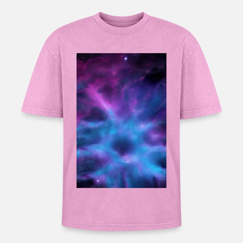 Galaxy Image - Oversized Unisex Premium Acid-Washed T-Shirt - acid washed pink