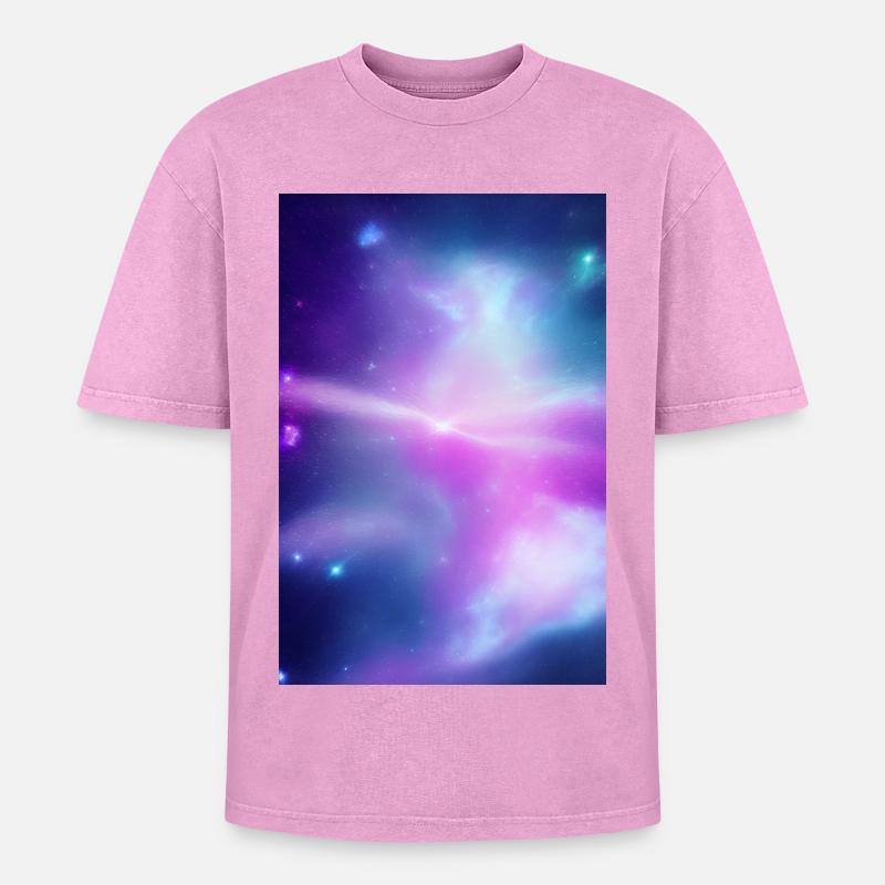 Galaxy Image - Oversized Unisex Premium Acid-Washed T-Shirt - acid washed pink