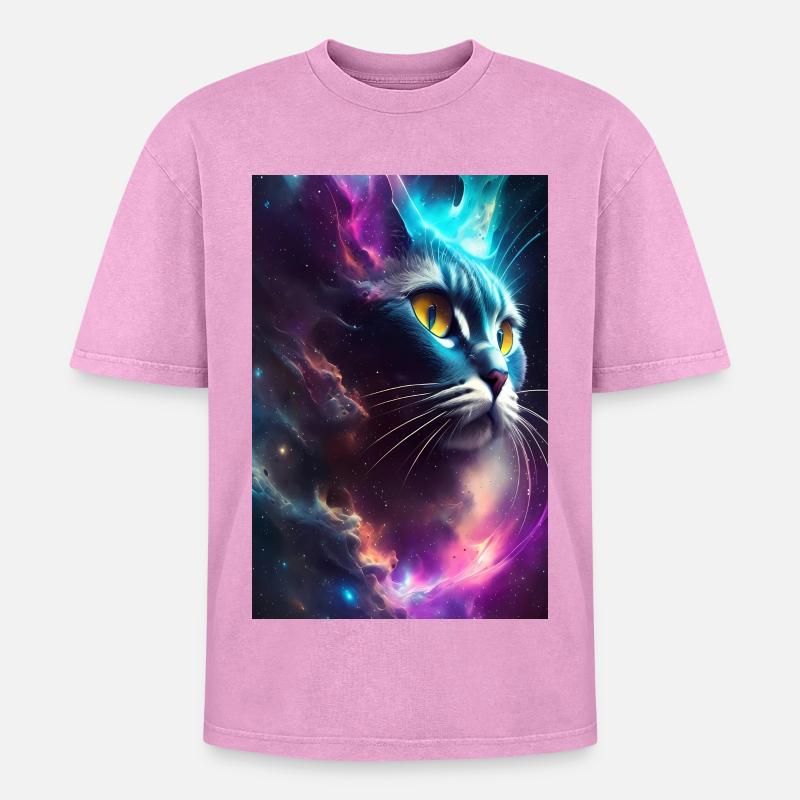 Chat dans l’espace - T-shirt Premium unisexe oversize acid-washed - rose délavé acide