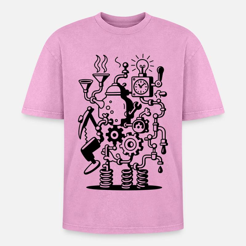 Crazy Machine - Oversized Unisex Premium Acid-Washed T-Shirt - acid washed pink