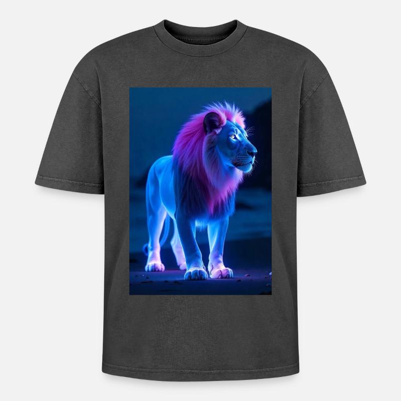 Animal Magic Leo - Oversized Unisex Premium Acid-Washed T-Shirt - undefined