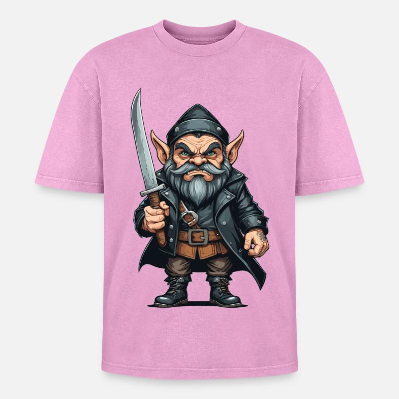 Little Evil Dwarf - Oversized Unisex Premium Acid-Washed T-Shirt - acid washed pink
