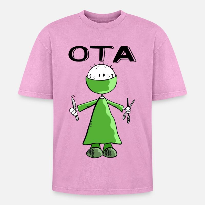 Operationstechnischer Assistent Strichmann - OTA - Oversized Unisex Premium Acid-Washed T-Shirt - Pink Acid Wash