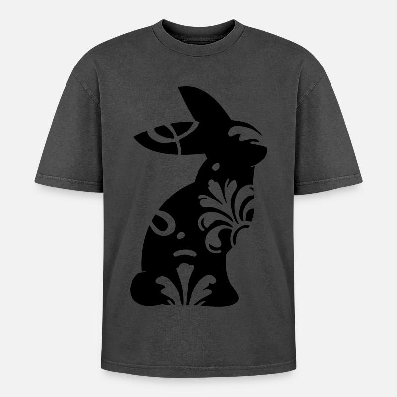 Bunny ornament - Oversized Unisex Premium Acid-Washed T-Shirt - undefined