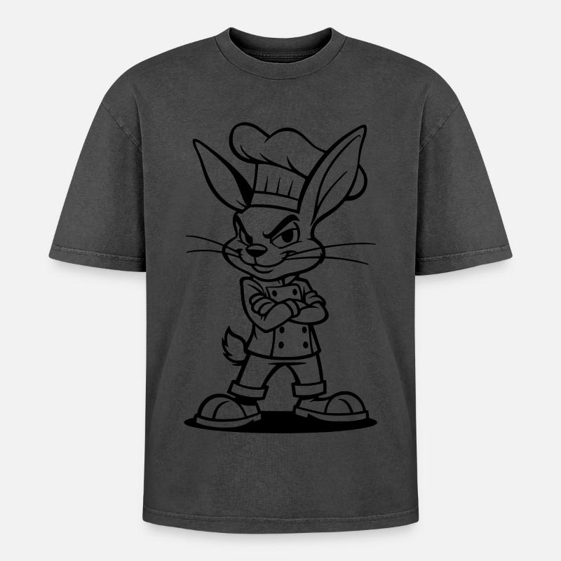Rabbit cook - Oversized Unisex Premium Acid-Washed T-Shirt - acid washed pink