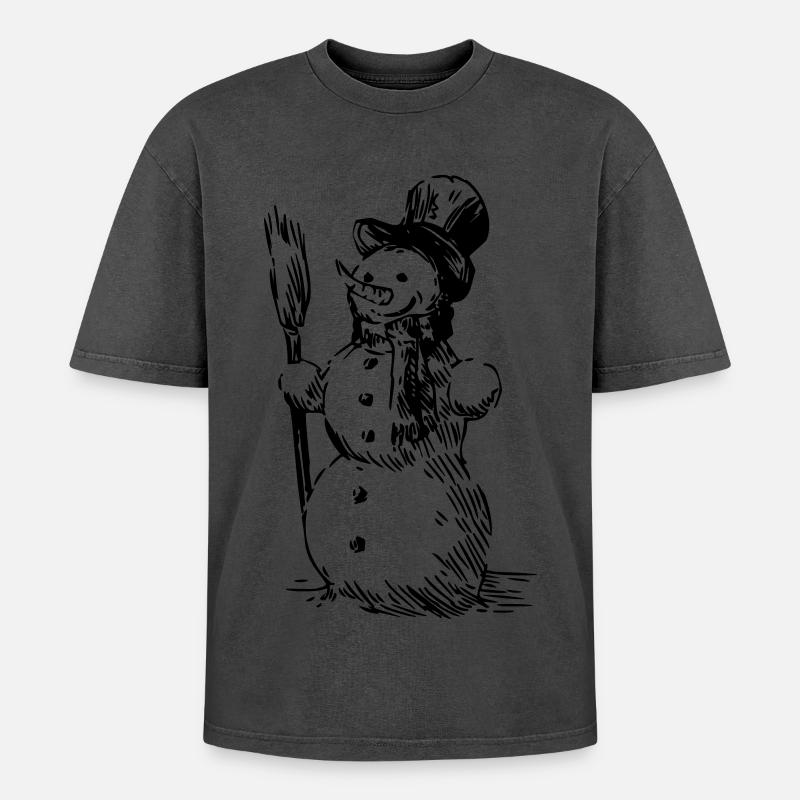 Schneemann - Oversized Unisex Premium Acid-Washed T-Shirt - undefined