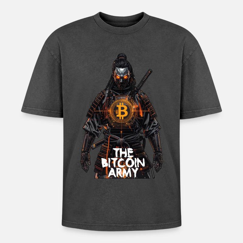 Bitcoin Bazooka – Die Bitcoin-Armee – Samurai 01 - Oversized Unisex Premium Acid-Washed T-Shirt - undefined