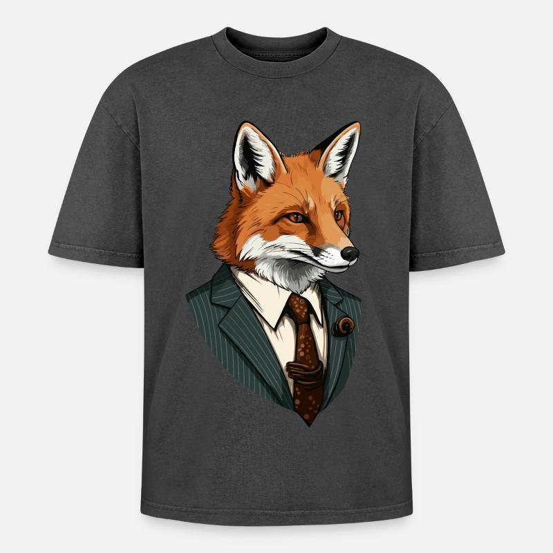 Fuchs im Anzug - Oversized Unisex Premium Acid-Washed T-Shirt - undefined