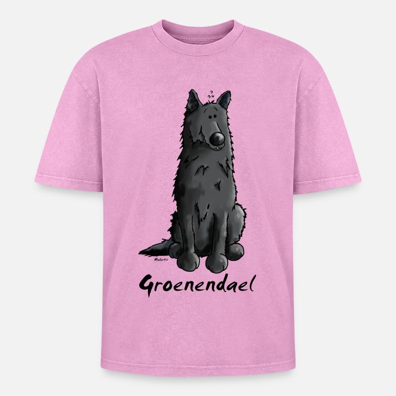 Drolliger Groenendael - Oversized Unisex Premium Acid-Washed T-Shirt - Pink Acid Wash