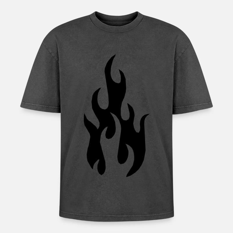 Flamme - Oversized Unisex Premium Acid-Washed T-Shirt - undefined