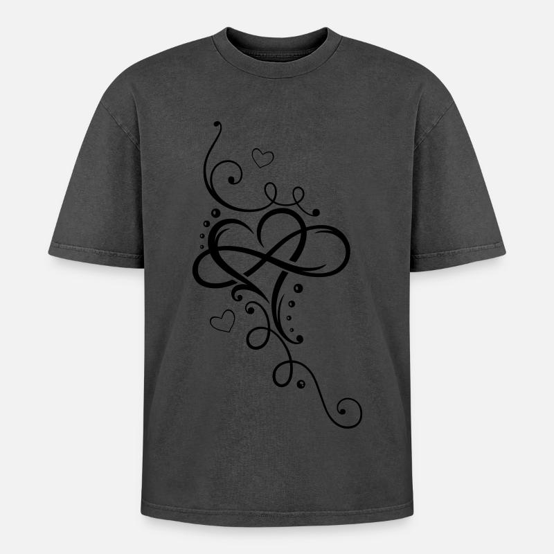 Herz, Unendlichkeit, heart, infinity - Oversized Unisex Premium Acid-Washed T-Shirt - undefined