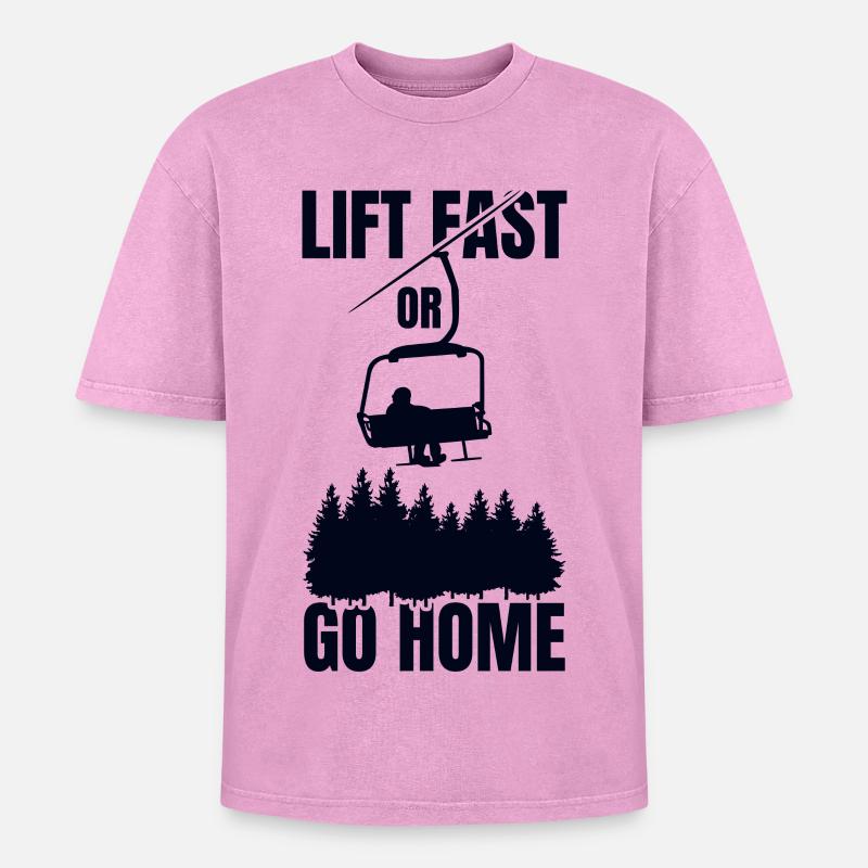 Devis de snowboard - T-shirt Premium unisexe oversize acid-washed - rose délavé acide