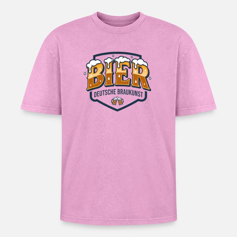 Beer Drinking Drinking - Oversized Unisex Premium Acid-Washed T-Shirt - acid washed pink
