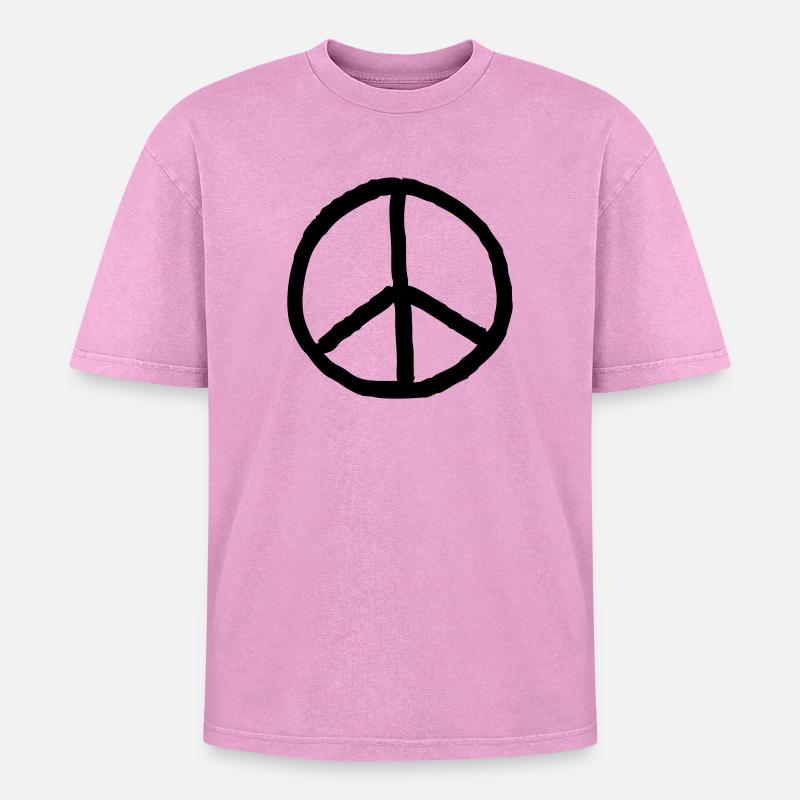 Friedenszeichen - Oversized Unisex Premium Acid-Washed T-Shirt - Pink Acid Wash