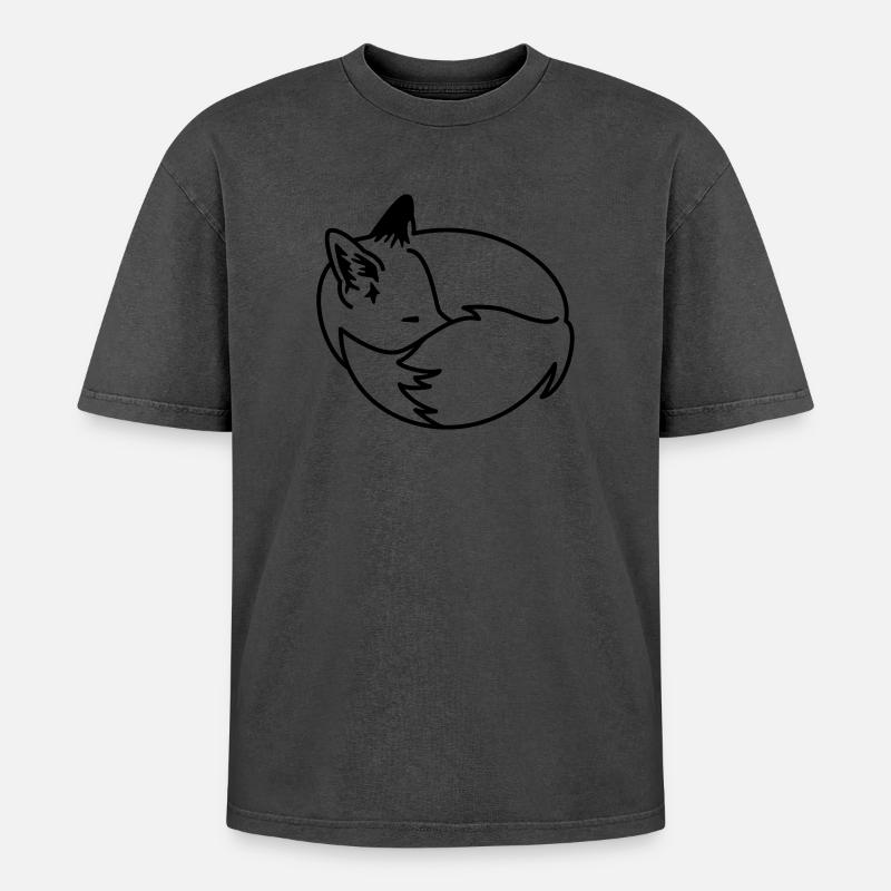Fuchs eingekuschelt – Kawaii Fox Cartoon Design - Oversized Unisex Premium Acid-Washed T-Shirt - 