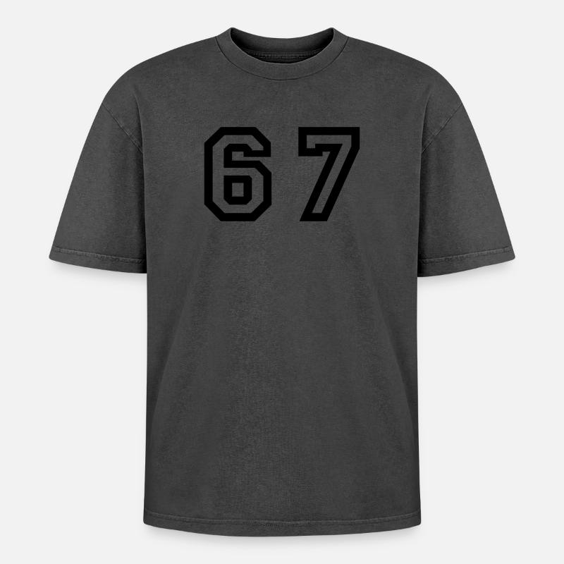 Number - 67 - Sixty Seven - Oversized Unisex Premium Acid-Washed T-Shirt - undefined