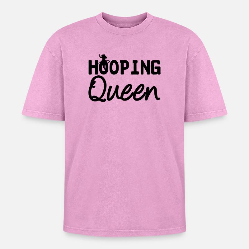 Hooping Queen (Hula Hoop) - Oversized Unisex Premium Acid-Washed T-Shirt - acid washed pink