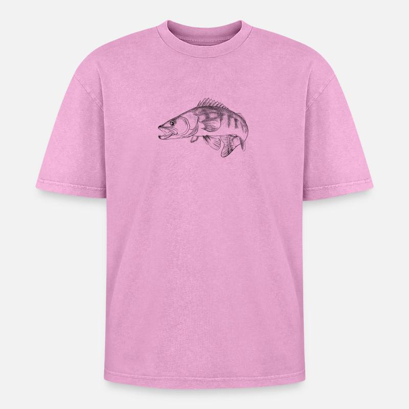 pike-perch - Oversized Unisex Premium Acid-Washed T-Shirt - acid washed pink