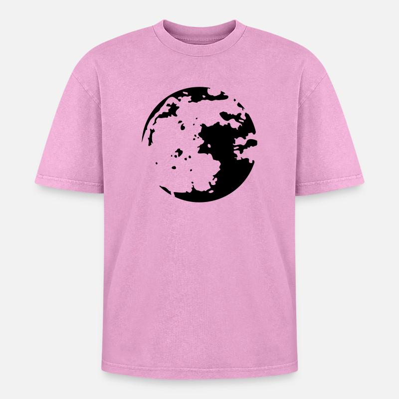 Moon Stencil - Oversized Unisex Premium Acid-Washed T-Shirt - acid washed pink
