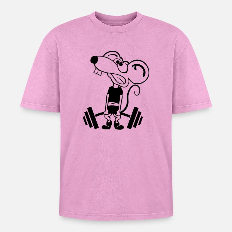 Pump Maus kontur 2c - Oversized Unisex Premium Acid-Washed T-Shirt - Pink Acid Wash