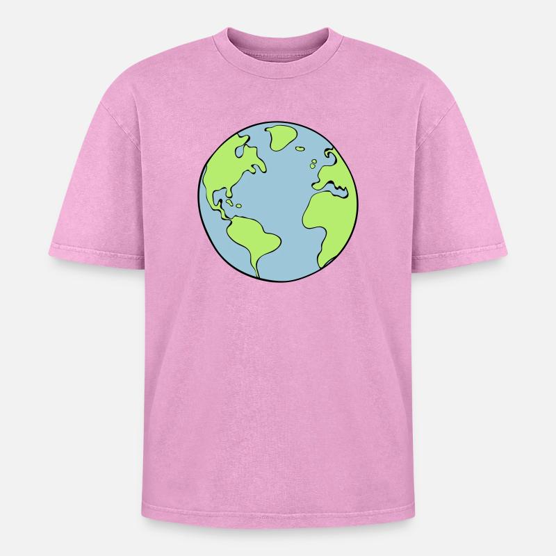 earth - Oversized Unisex Premium Acid-Washed T-Shirt - acid washed pink