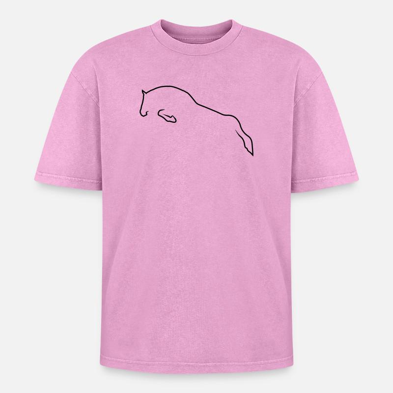 Springpferd - Oversized Unisex Premium Acid-Washed T-Shirt - Pink Acid Wash