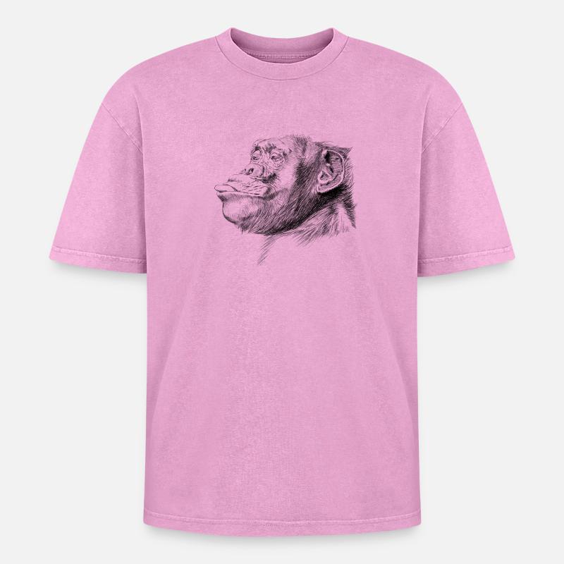 Monkey - Oversized Unisex Premium Acid-Washed T-Shirt - acid washed pink
