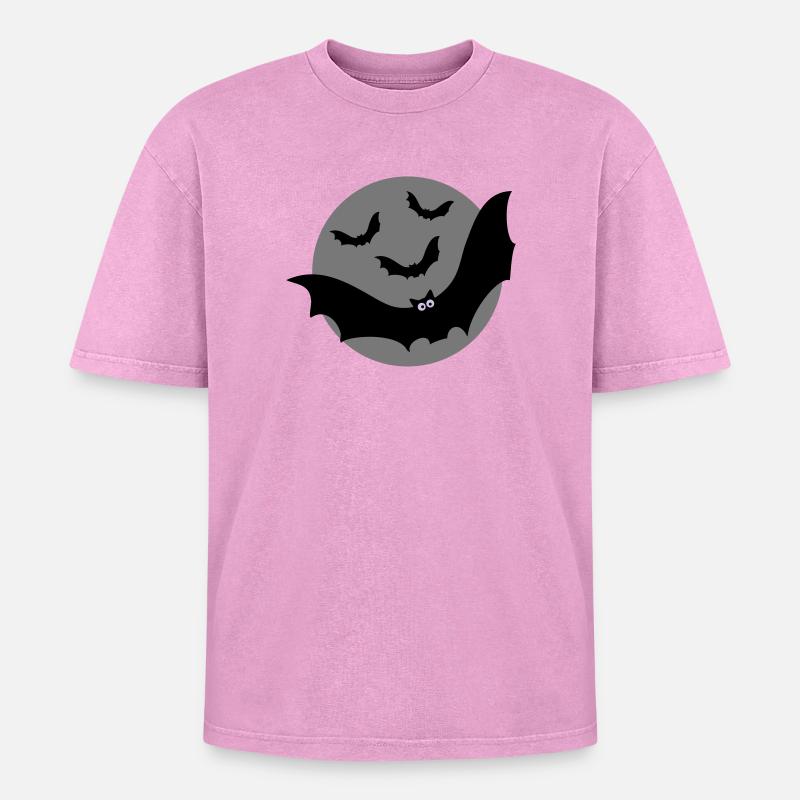 Fledermäuse - Oversized Unisex Premium Acid-Washed T-Shirt - Pink Acid Wash