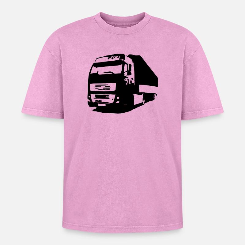 lorry - Oversized Unisex Premium Acid-Washed T-Shirt - acid washed pink